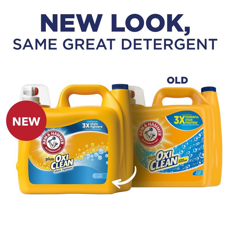 slide 3 of 10, Arm & Hammer Fresh Scent Plus OxiClean HE Liquid Laundry Detergent 128 Loads - 166.5 fl oz, 166.5 fl oz