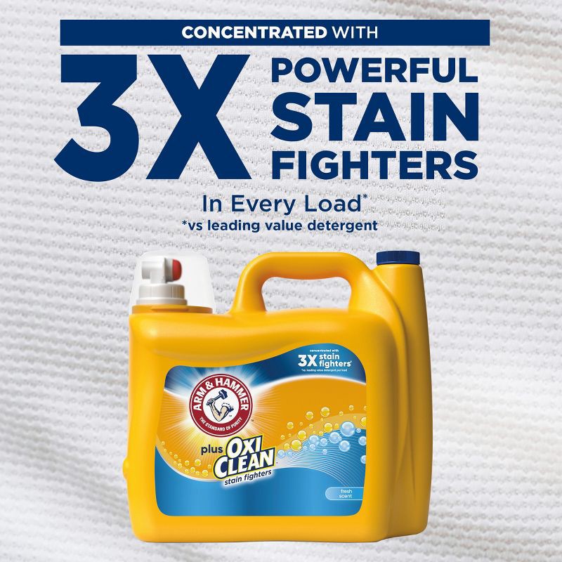 slide 4 of 10, Arm & Hammer Fresh Scent Plus OxiClean HE Liquid Laundry Detergent 128 Loads - 166.5 fl oz, 166.5 fl oz