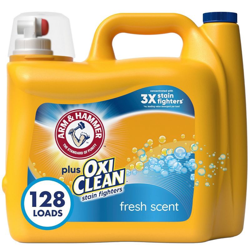 slide 1 of 10, Arm & Hammer Fresh Scent Plus OxiClean HE Liquid Laundry Detergent 128 Loads - 166.5 fl oz, 166.5 fl oz