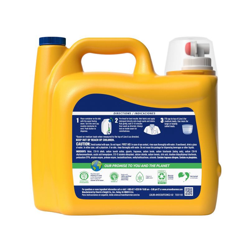 slide 10 of 10, Arm & Hammer Fresh Scent Plus OxiClean HE Liquid Laundry Detergent 128 Loads - 166.5 fl oz, 166.5 fl oz