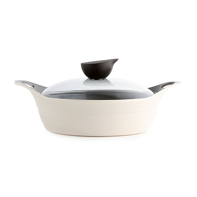 slide 1 of 1, Neoflam Eela Ceramic Nonstick Covered Low Stock Pot - Ivory, 2.5 qt