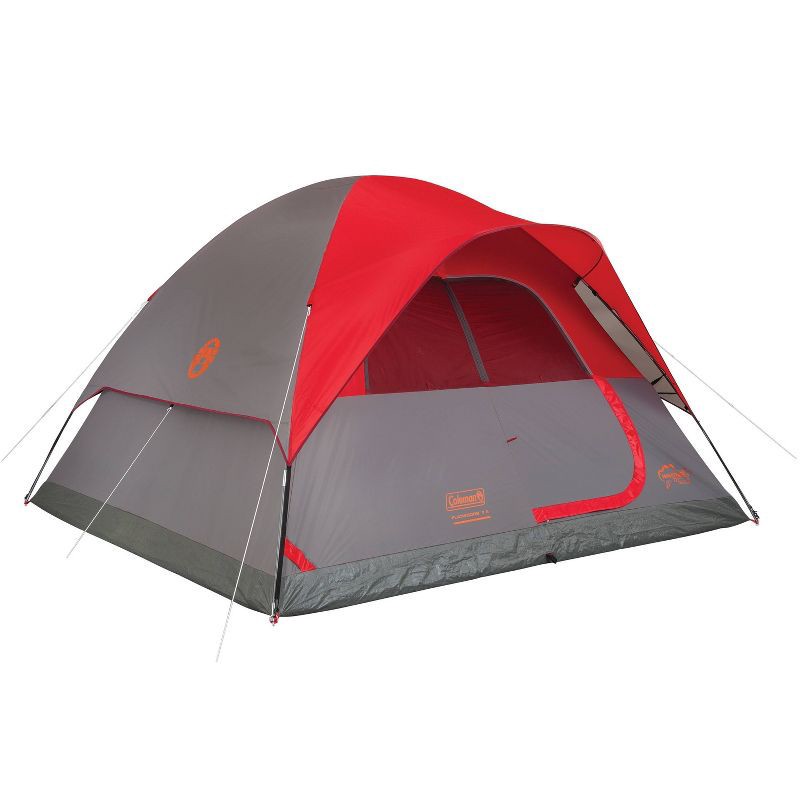 slide 1 of 8, Coleman Flatwoods II 6-Person Dome Tent - Gray/Red, 1 ct