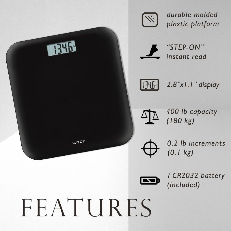 slide 3 of 9, Taylor Digital Lightweight Bathroom Scale - Black, 1 ct