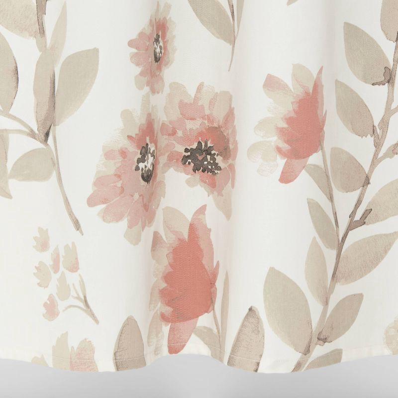 slide 3 of 4, Blooms Flat Weave Shower Curtain Coral - Threshold™: 100% Cotton, Botanical Pattern, Machine Washable, 1 ct