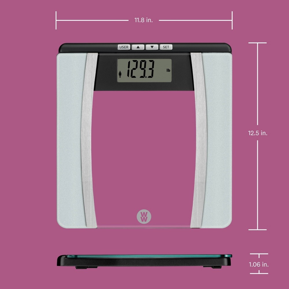 slide 10 of 11, Body Analysis Glass Scale Silver - Weight Watchers, 1 ct