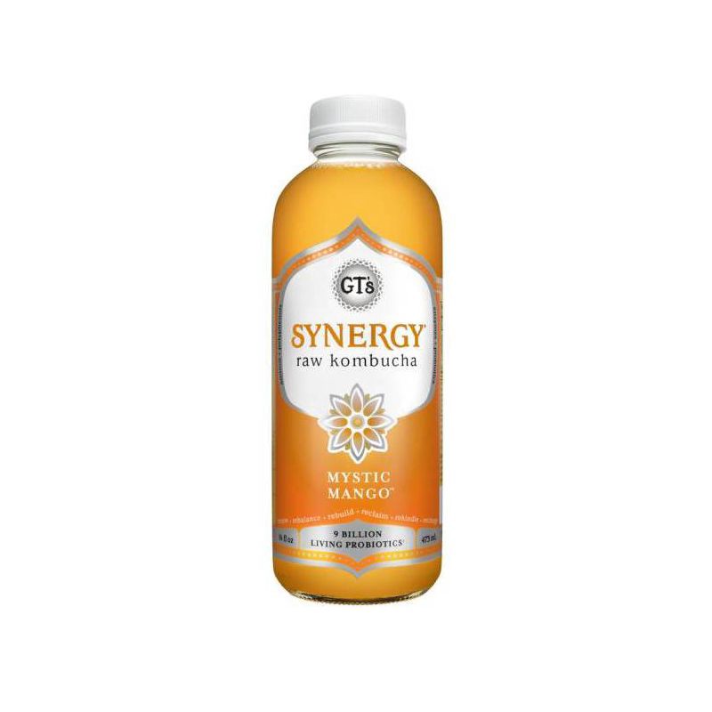 slide 1 of 3, GT's Synergy Mystic Mango Organic Vegan Kombucha - 16 fl oz, 16 fl oz