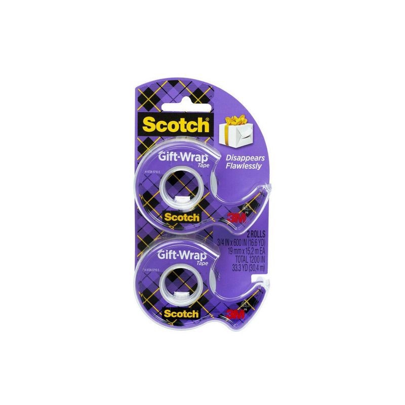 slide 1 of 11, Scotch 2pk Gift Wrap Tape Satin Finish 3/4" x 600", 2 ct