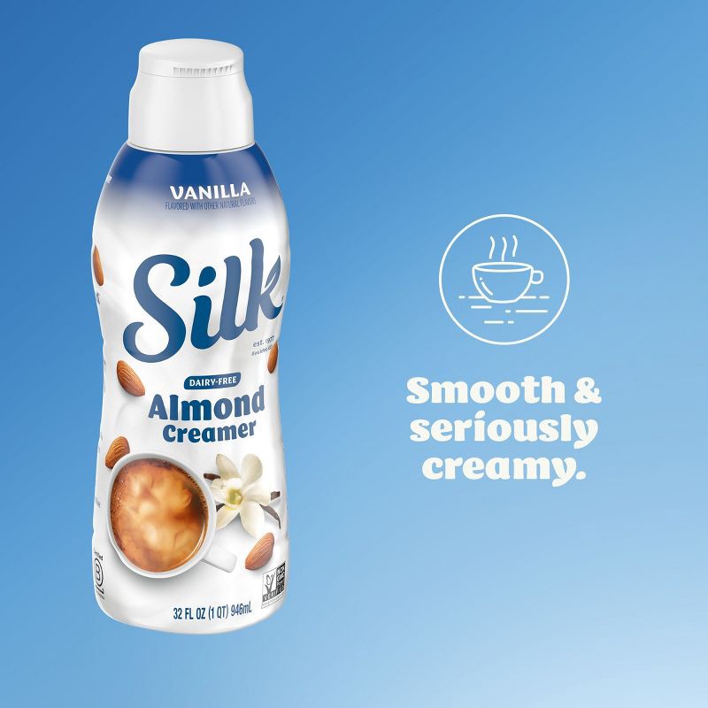 slide 3 of 12, Silk Vanilla Almond Creamer - 32 fl oz (1qt) Bottle, 32 fl oz, 1 qt