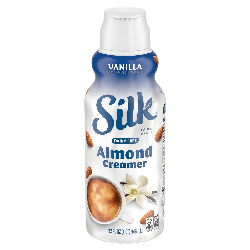 slide 3 of 3, Silk Vanilla Almond Creamer - 32 fl oz (1qt) Bottle, 32 fl oz, 1 qt