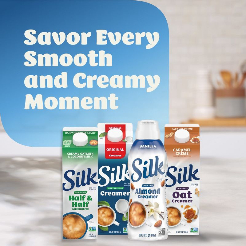slide 7 of 12, Silk Vanilla Almond Creamer - 32 fl oz (1qt) Bottle, 32 fl oz, 1 qt