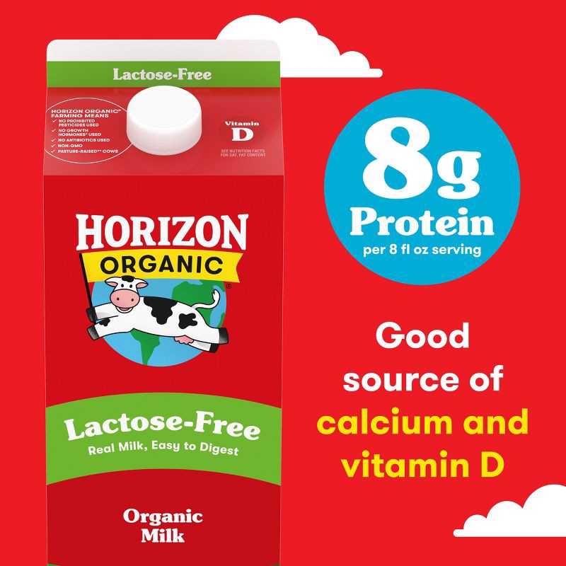 slide 7 of 10, Horizon Organic Whole Lactose-Free Milk - 0.5gal, 1/2 gal
