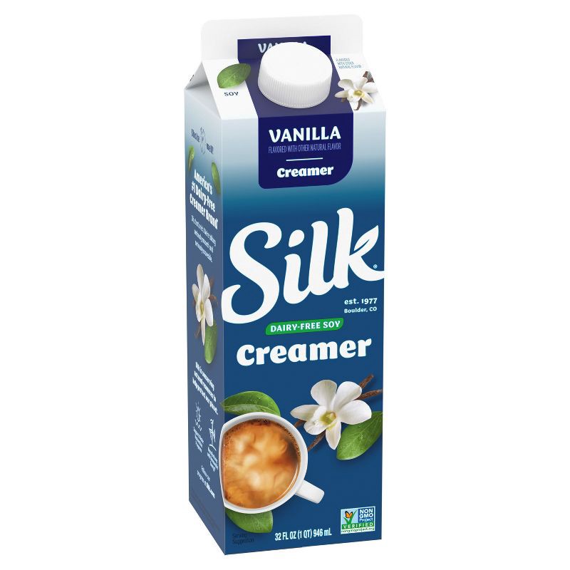 slide 3 of 10, Silk Vanilla Soy Creamer - 32 fl oz (1qt), 32 fl oz, 1 qt