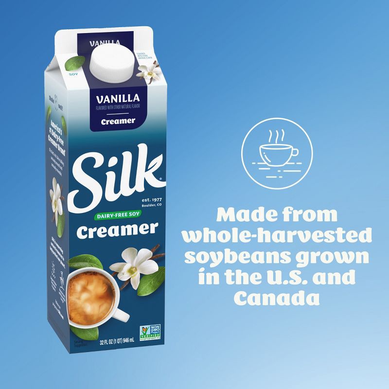 slide 2 of 10, Silk Vanilla Soy Creamer - 32 fl oz (1qt), 32 fl oz, 1 qt