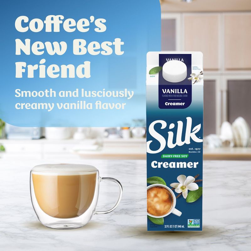 slide 4 of 12, Silk Vanilla Soy Creamer - 32 fl oz (1qt), 32 fl oz, 1 qt