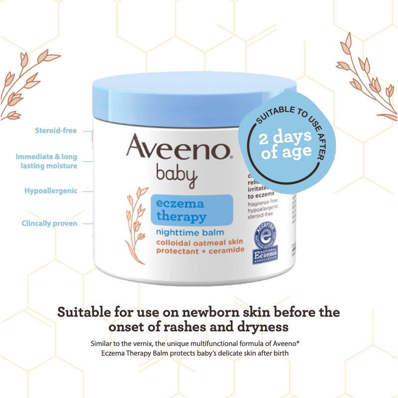 slide 4 of 10, Aveeno Baby Eczema Therapy Nighttime Moisturizing Balm, Soothes & Relieves Dry, Itchy Skin -11oz, 11 oz