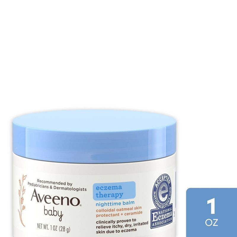 slide 1 of 9, Aveeno Baby Eczema Therapy Nighttime Moisturizing Balm, Soothes & Relieves Dry, Itchy Skin - 1oz, 1 oz