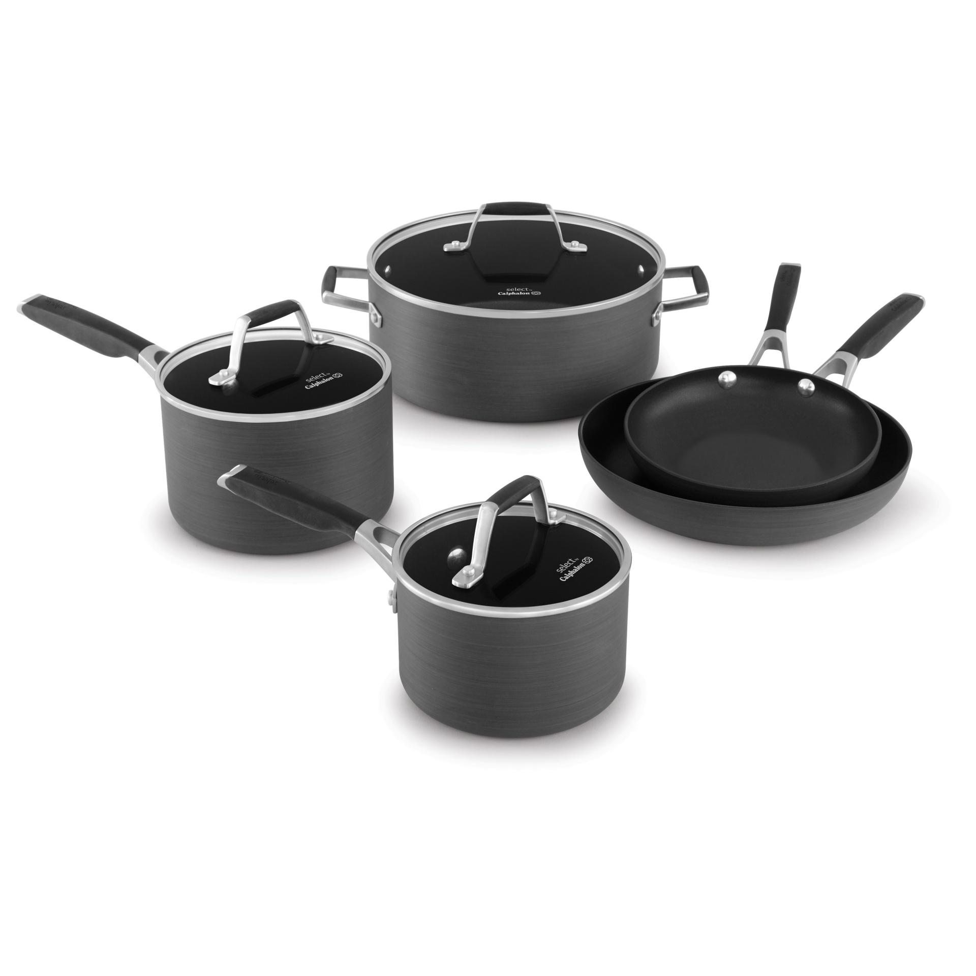 slide 1 of 6, Select by Calphalon 8pc Hard-Anodized Non-Stick Cookware Set, 8 ct