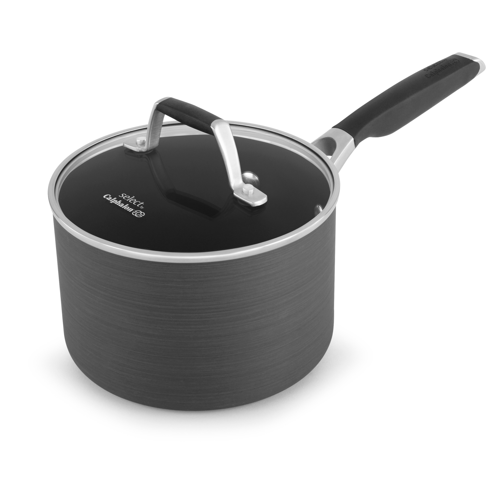 slide 1 of 5, Select by Calphalon 2.5qt Hard-Anodized Non-Stick Saucepan with Cover, 2.5 qt