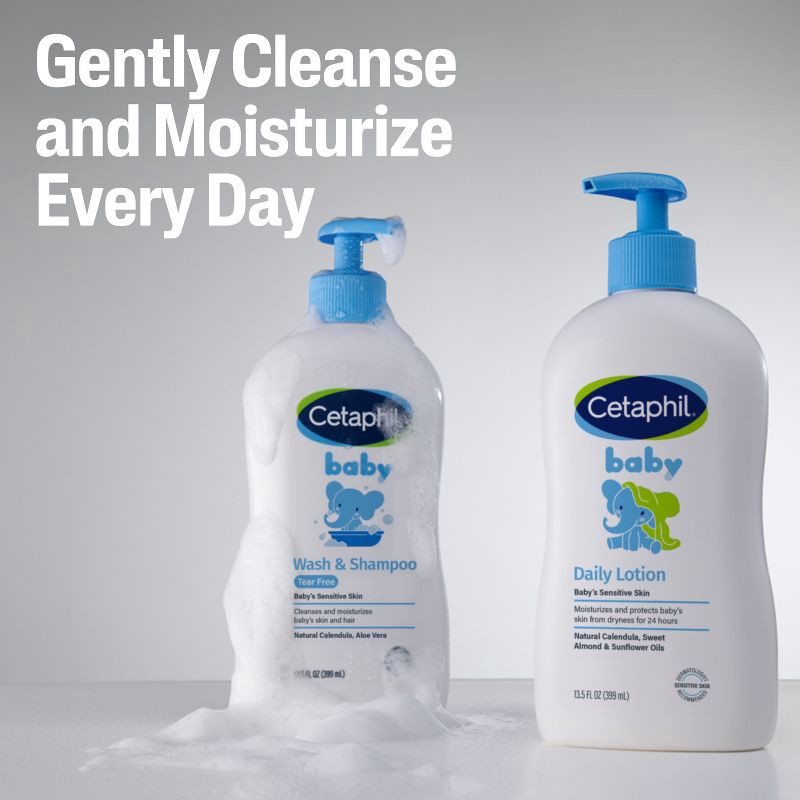 slide 8 of 9, Cetaphil Daily Baby Lotion with Calendula, Hypoallergenic - 13.5 fl oz, 13.5 fl oz