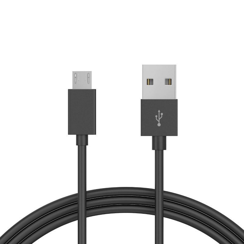 slide 2 of 7, Just Wireless 4' TPU Micro USB to USB-A Cable - Black, 1 ct