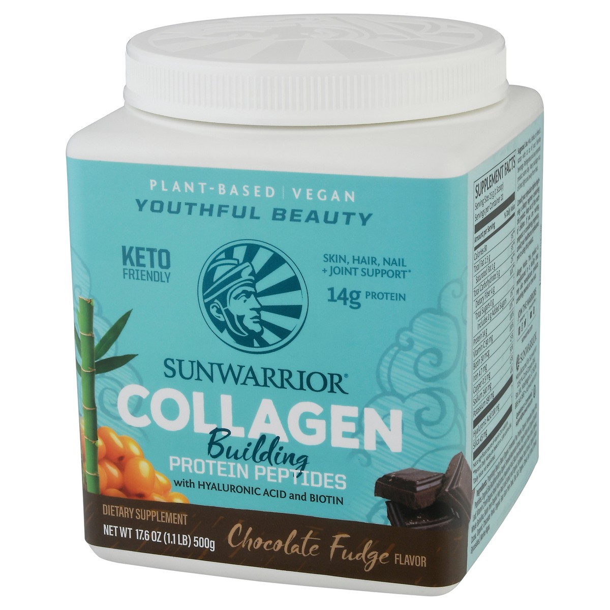 slide 2 of 9, Sunwarrior Plant Based Collagen Choc 17.6Oz, 500 gram