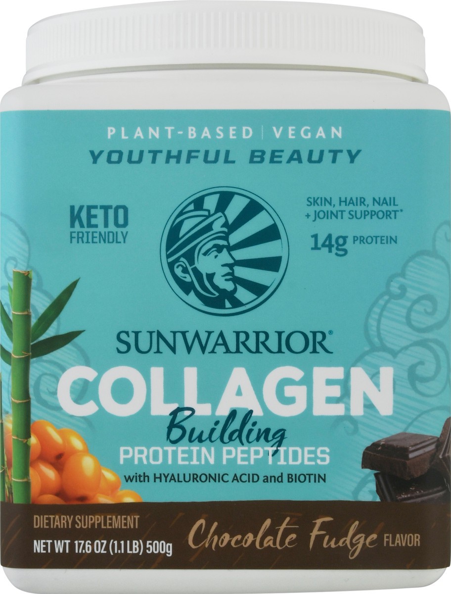 slide 7 of 9, Sunwarrior Plant Based Collagen Choc 17.6Oz, 500 gram