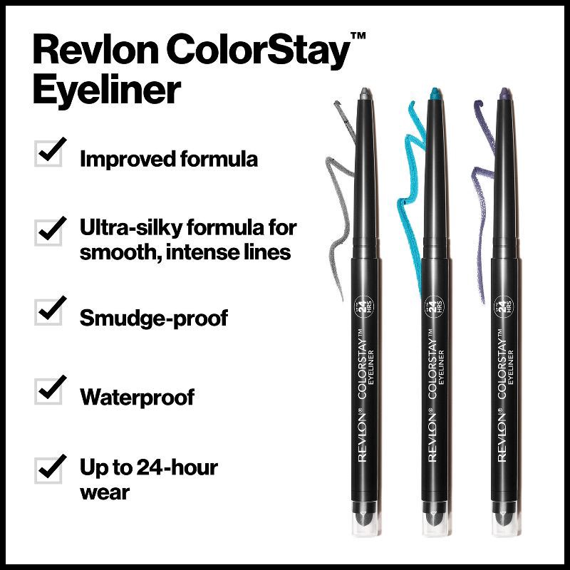 slide 3 of 5, Revlon Colorstay Waterproof Eyeliner with Built-in Smudger - Black - 0.02oz/2ct, 2 ct; 0.02 oz