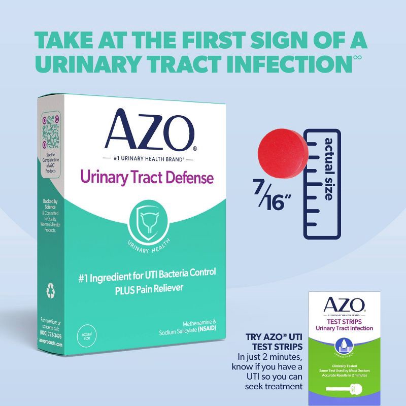 slide 4 of 9, AZO Urinary Tract Defense, Antibacterial Protection + UTI Pain Relief - 24ct, 24 ct