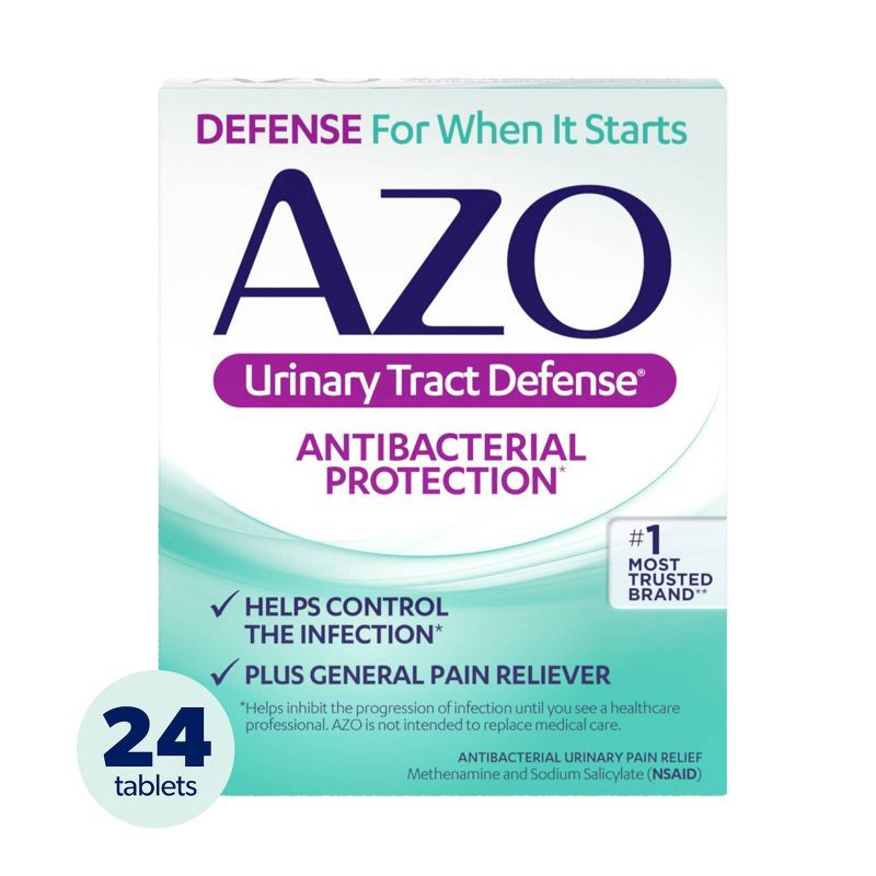 slide 1 of 7, AZO Urinary Tract Defense, Antibacterial Protection + UTI Pain Relief - 24ct, 24 ct