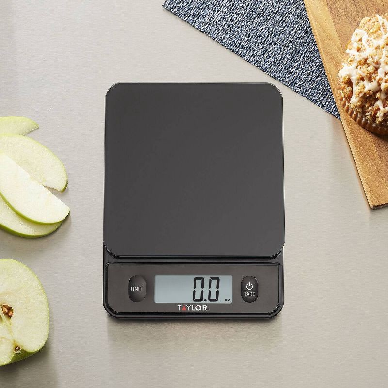 slide 4 of 9, Taylor Digital Kitchen Glass Top 11lb Food Scale Black, 11 lb