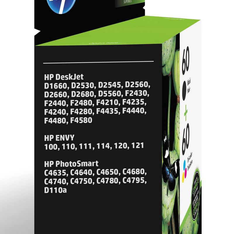 slide 2 of 5, HP Inc. HP 60 Combo 2pk Ink Cartridges - Black, Tri-color (N9H63FN#140), 2 ct