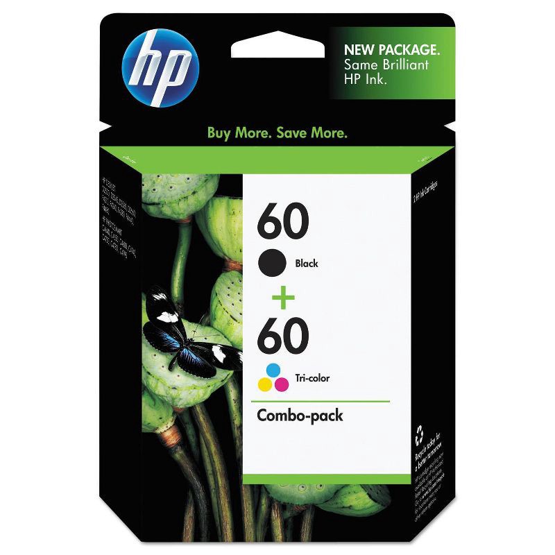 slide 1 of 15, HP Inc. HP 60 Combo 2pk Ink Cartridges - Black, Tri-color (N9H63FN#140), 2 ct