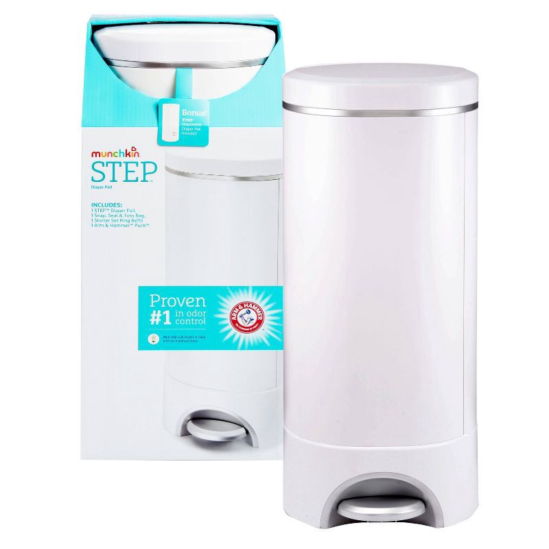 slide 1 of 10, Munchkin STEP Diaper Pail, Powered by Arm & Hammer, 1 ct