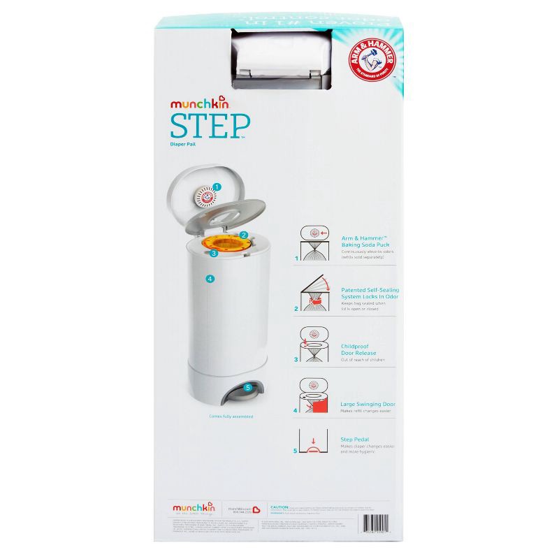 slide 9 of 10, Munchkin STEP Diaper Pail, Powered by Arm & Hammer, 1 ct