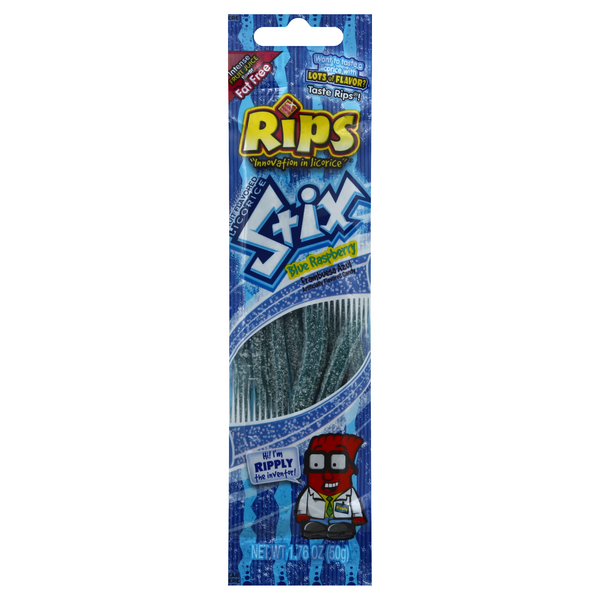slide 1 of 1, Rips Stix Blue Raspberry Licorice Candy, 1.76 oz