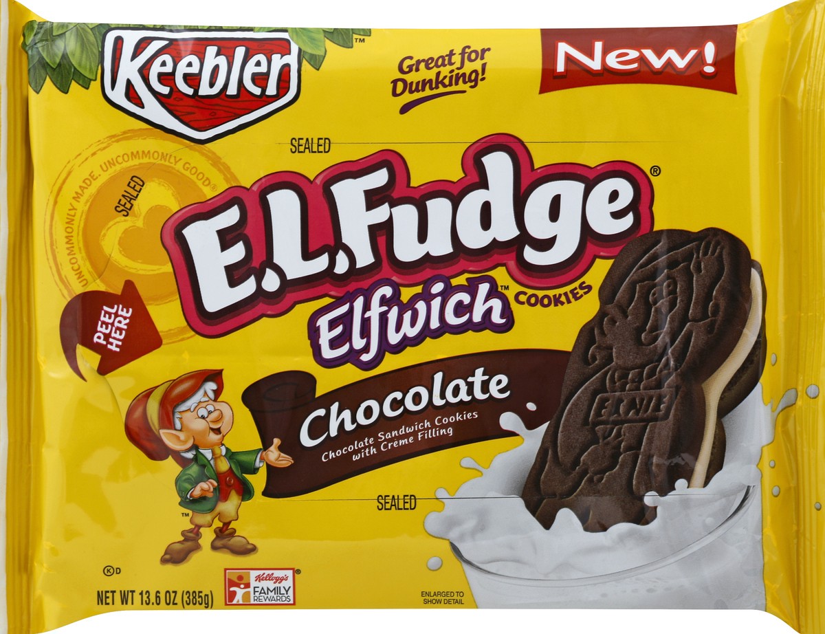 slide 5 of 6, Keebler E.L. Fudge Elfwich Chocolate Cookies, 13.6 oz