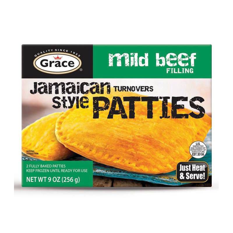 slide 1 of 1, Grace Mild Beef Jamaican Style Patties, 2 ct; 9 oz