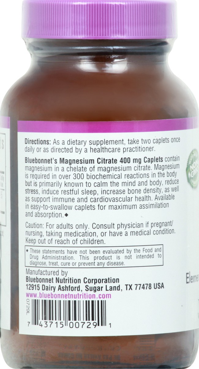 slide 6 of 12, Bluebonnet Nutrition Caplets Magnesium Citrate 60 ea, 60 ct