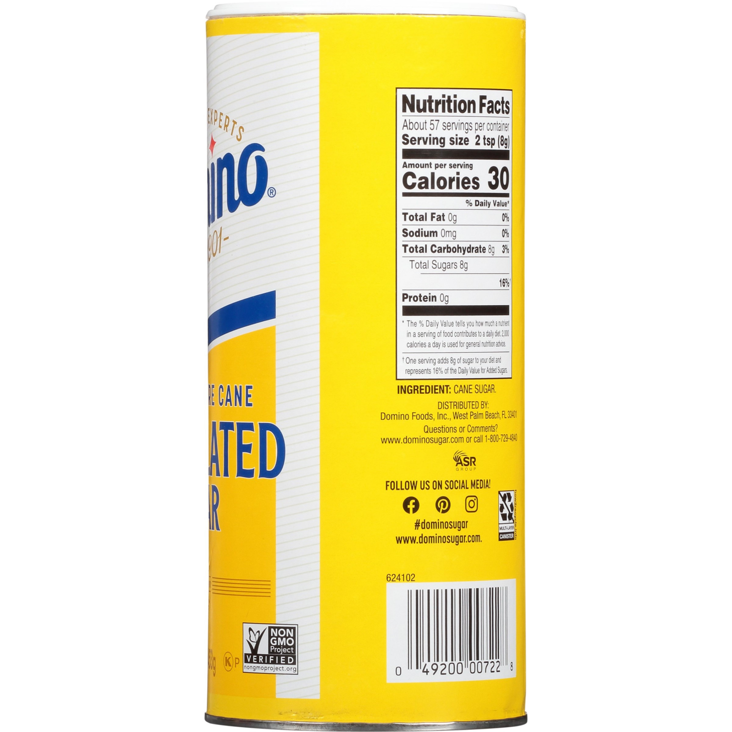 slide 3 of 4, Domino Pure Cane Granulated Sugar Canister - 16 oz, 16 oz