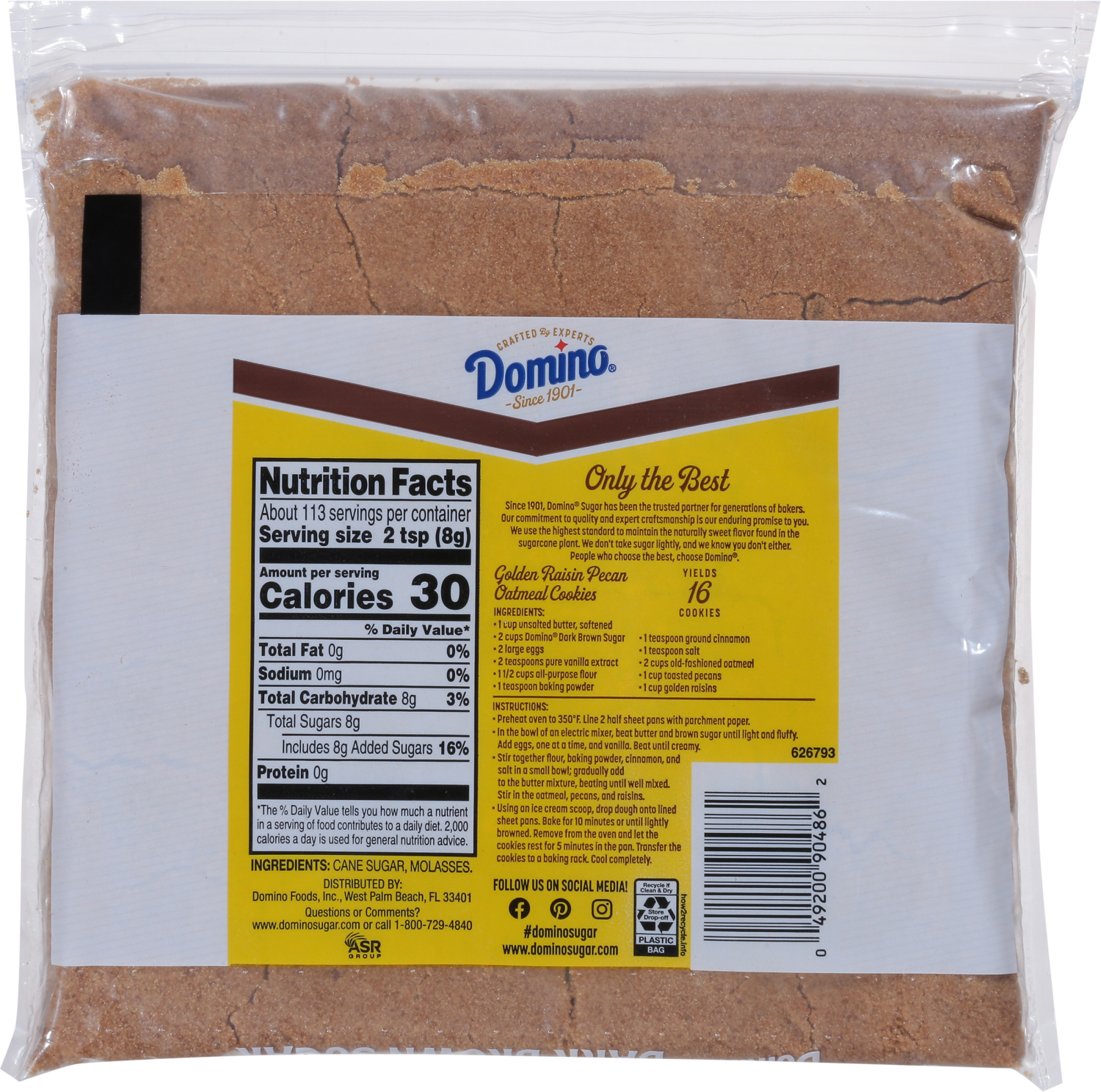 slide 2 of 8, Domino Premium Pure Cane Dark Brown Sugar 2 lb, 32 oz