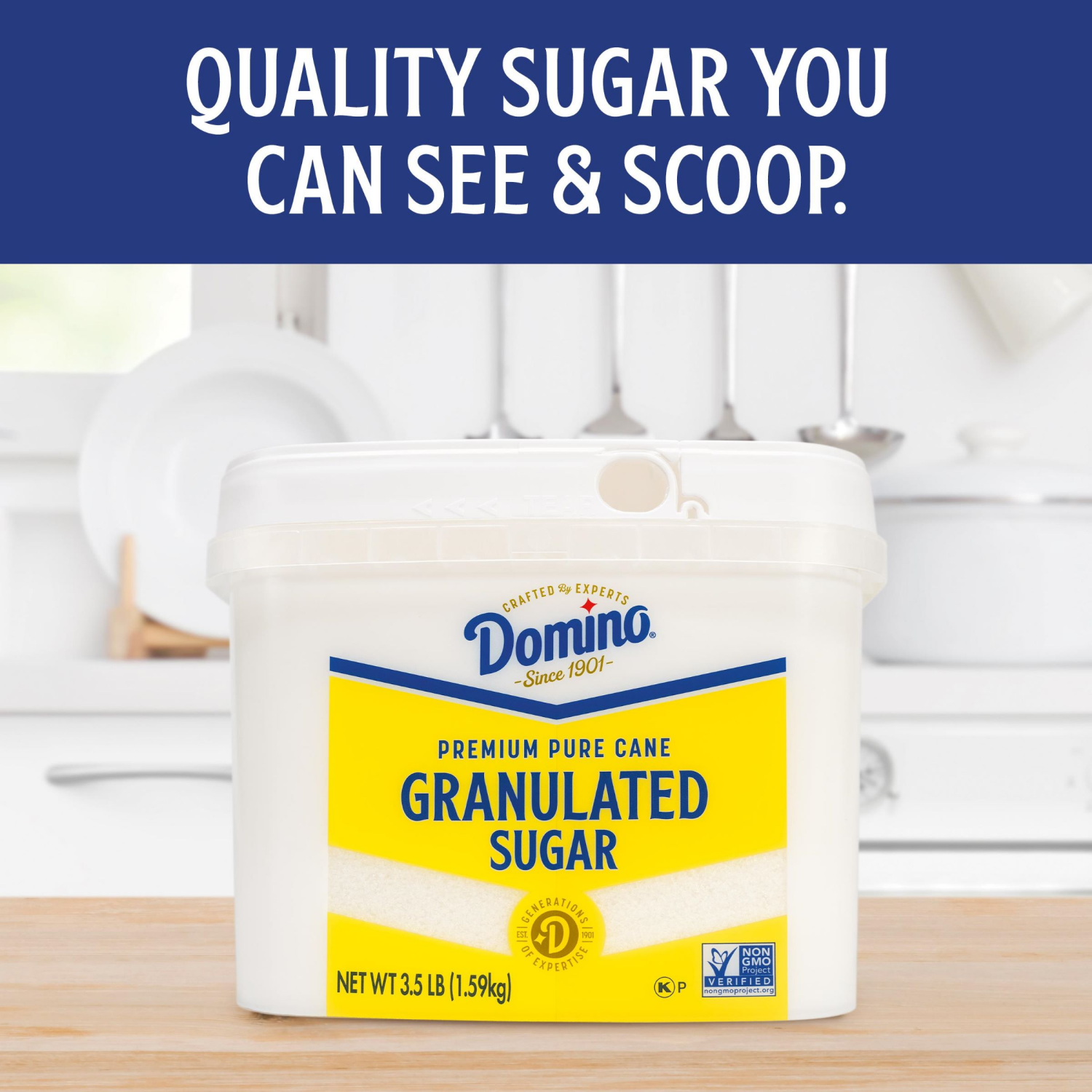 slide 5 of 7, Domino Premium Pure Cane Granulated Sugar 3.5 lb Tub, 56 oz