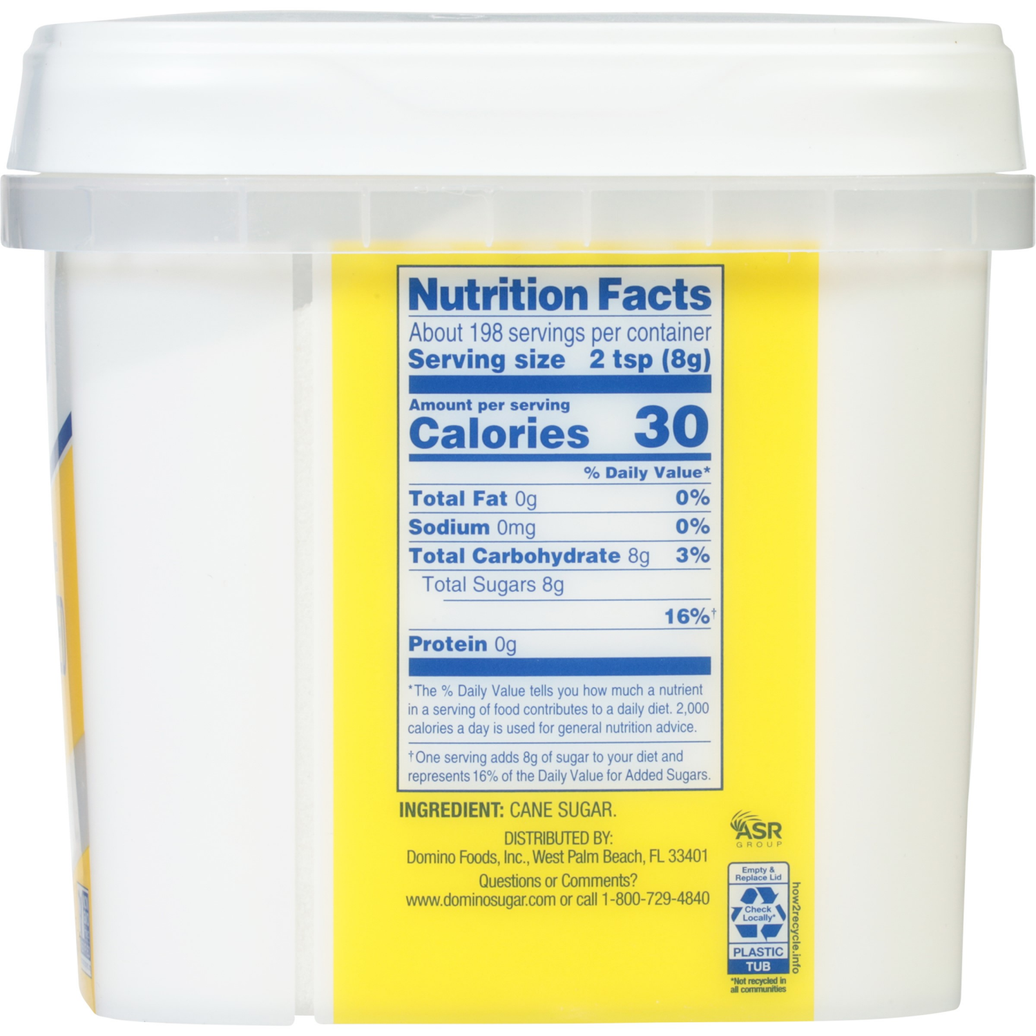 slide 7 of 7, Domino Premium Pure Cane Granulated Sugar 3.5 lb Tub, 56 oz