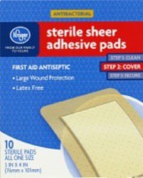 slide 1 of 4, Kroger Antibacterial Sterile Sheer Adhesive Pads, 10 ct