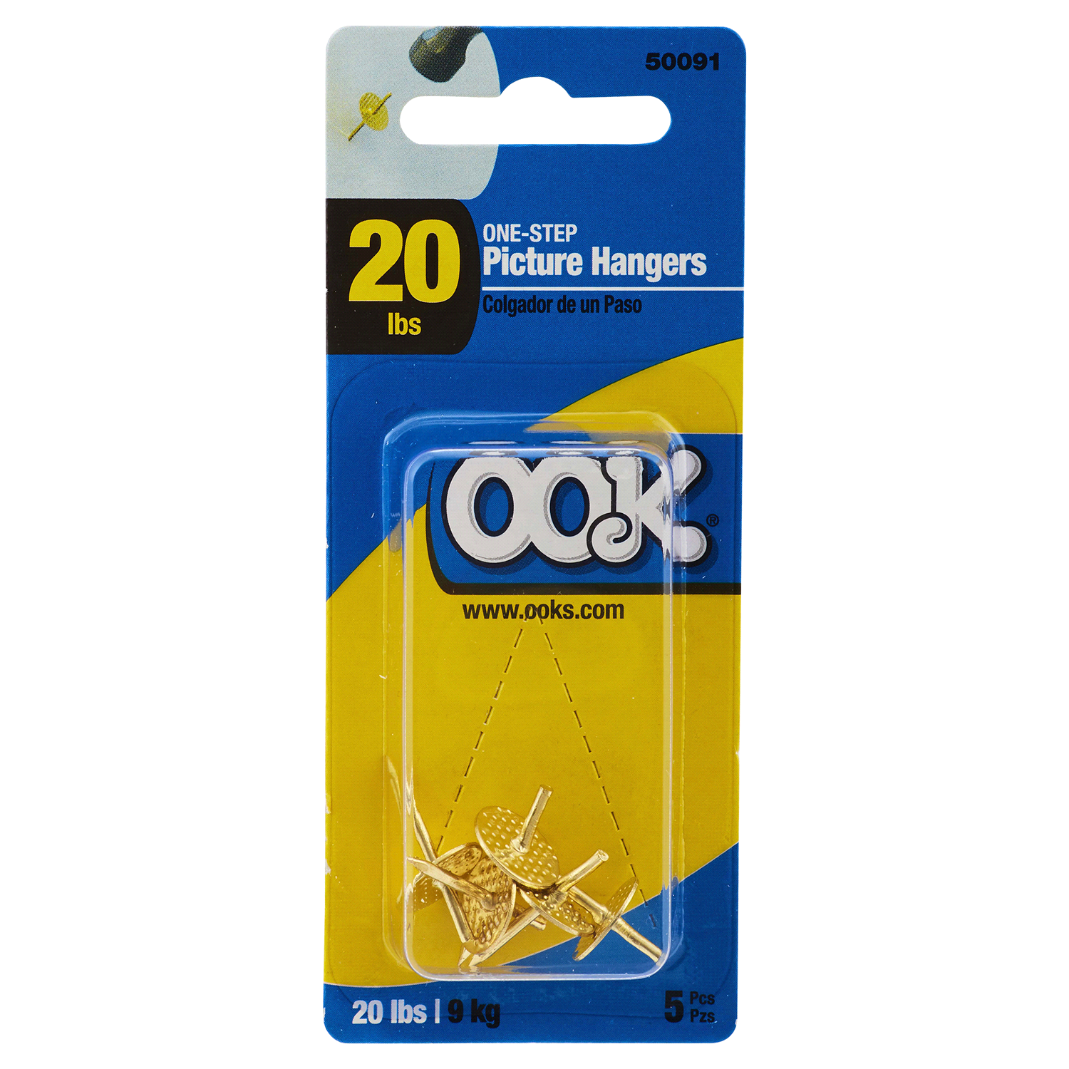 slide 1 of 1, OOK One-Step Picture Hangers, 20 lb, 5 ct
