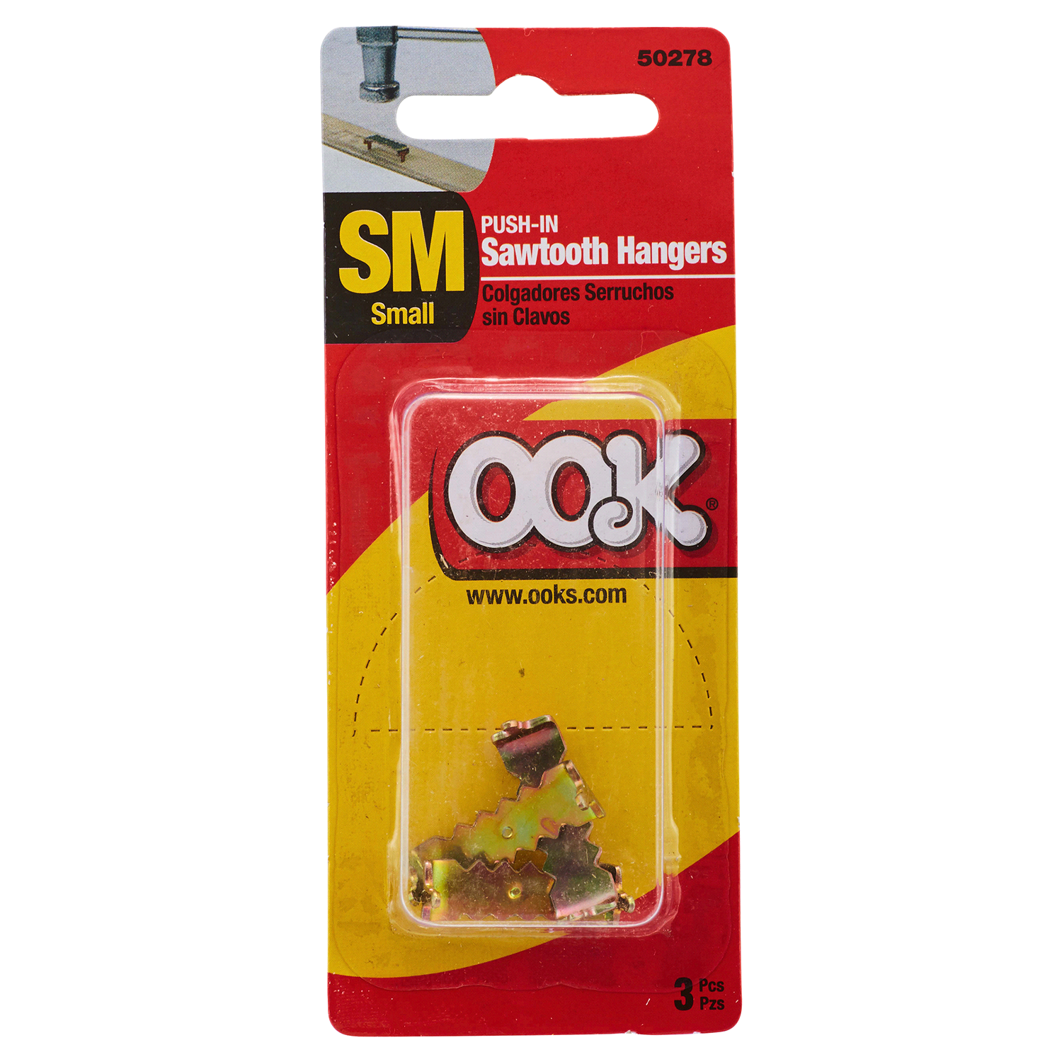 slide 1 of 1, OOK Small Push-In Sawtooth Hangers, 3 ct