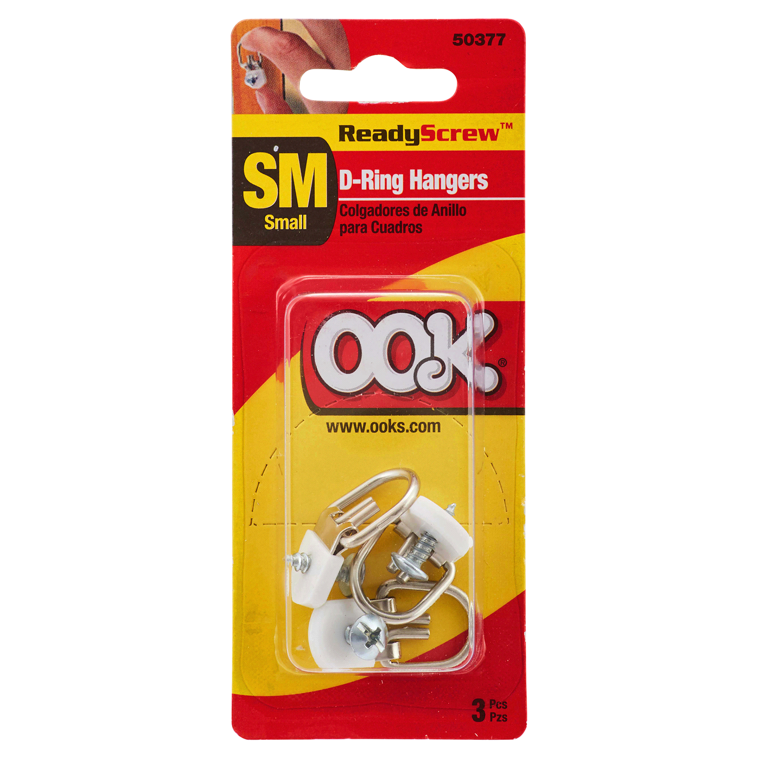 slide 1 of 1, OOK ReadyScrew Small D-Ring Hangers, 20 lb, 3 ct