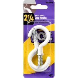 Hillman OOK White Vinyl Cup Hooks, 2-1/4"