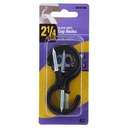 Hillman OOK Black Vinyl Cup Hooks, 2-1/4"