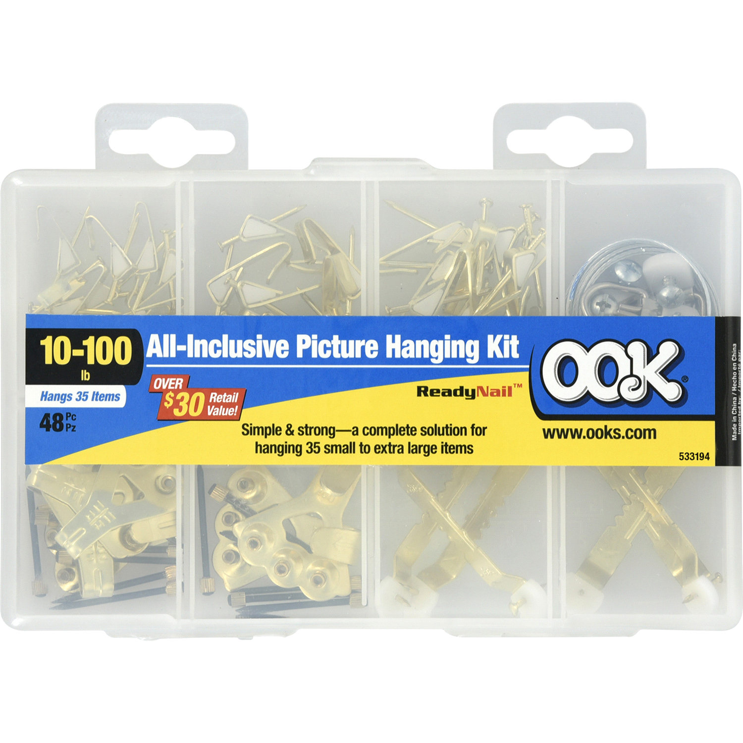 slide 1 of 1, OOK ReadyNail All Inclusive Picture Hanging Kit, 10 ct
