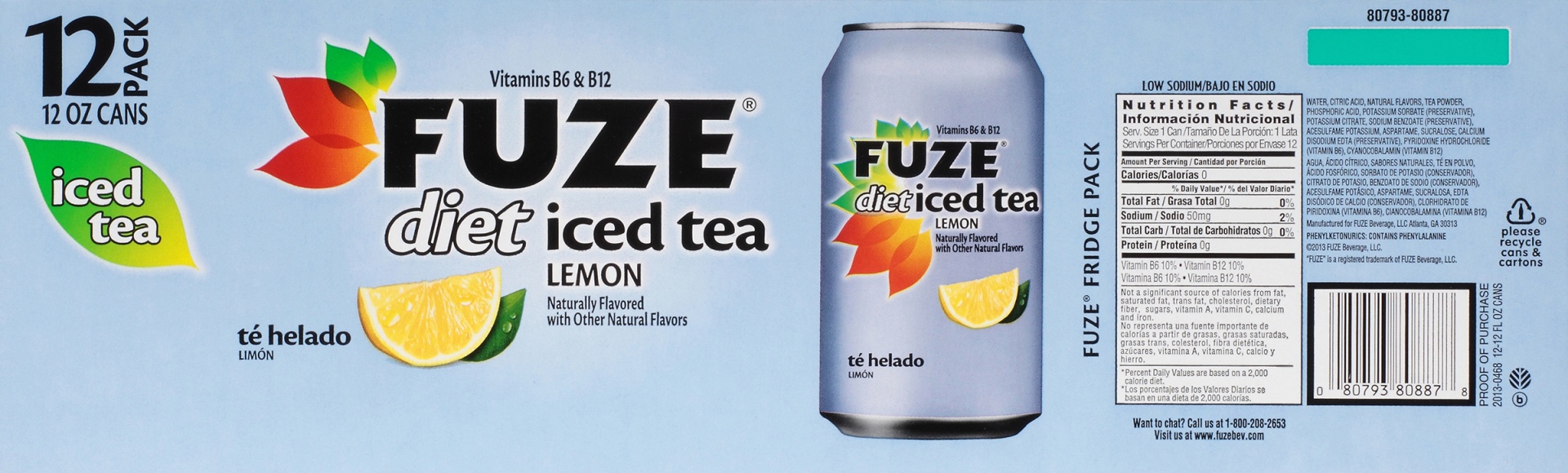 slide 7 of 9, Fuze Lemon Diet Iced Tea, 12 ct; 12 fl oz